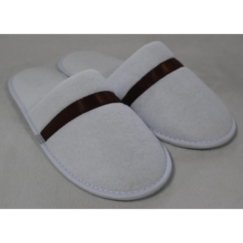 High grade hotel terry towel slipper with ribbon